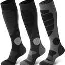 Clothclose Ski Socks-3 Pairs Warm Merino Wool Snowboard Socks for Mens Womens in Cold Weather for Cycling Skiing Hiking (One Size, Black, White, Grey)