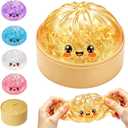 Squishy Toy, Gold Stress Balls Squeeze Toy with Food Steaming Box