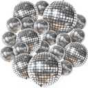 KatchOn, Silver Disco Ball Balloons - 32 Inch, Pack of 20 | Shiny Disco Ball for Disco Party Decorations | 4D Sphere Disco Balloons for Disco Bachelorette Party Decorations | Silver Birthday Dcor