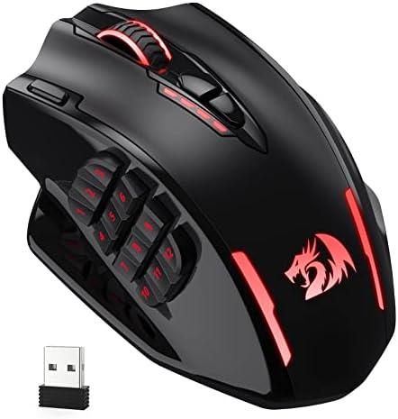 Redragon M913 Impact Elite Wireless Gaming Mouse, 16000 DPI Wired/Wireless RGB Mouse with 16 Programmable Buttons, 45 Hr Battery and Pro Optical Sensor, 12 Side Buttons MMO Mous