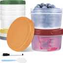 Yomarket 6pcs 10 oz Small Plastic Containers with Lids, Salad Dressing Container Reusable Small Food Storage Containers for Meal Prep, Leakproof, Microwave Dishwasher Freezer Safe, BPA-Free