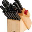 Farberware 14-Piece Triple-Rivet Knife Block Set with Built-In Edge Keeper Knife Sharpener