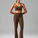Colorfulkoala No Front Seam Flare Leggings Tummy‑Control for Women (Brown, XXL)