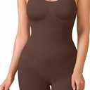 BRABIC Waist Trainer Bodysuit for Women Tummy Control Shapewear Round Neck Seamless Butt Lifter Full Body Shaper (Brown, S)