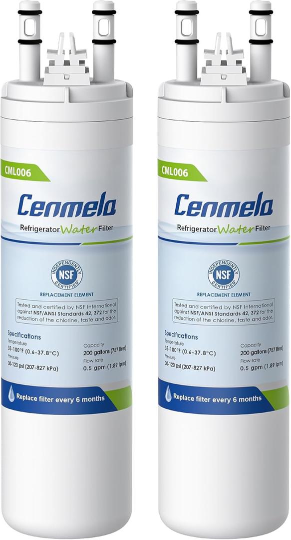 WF3CB Replacement Water Filter, Compatible with Frigidaire WF3CB, Pure Source 3, 706465, 242069601, 242086201, 242017800, WF425, Height 9 inches, Pack of 2