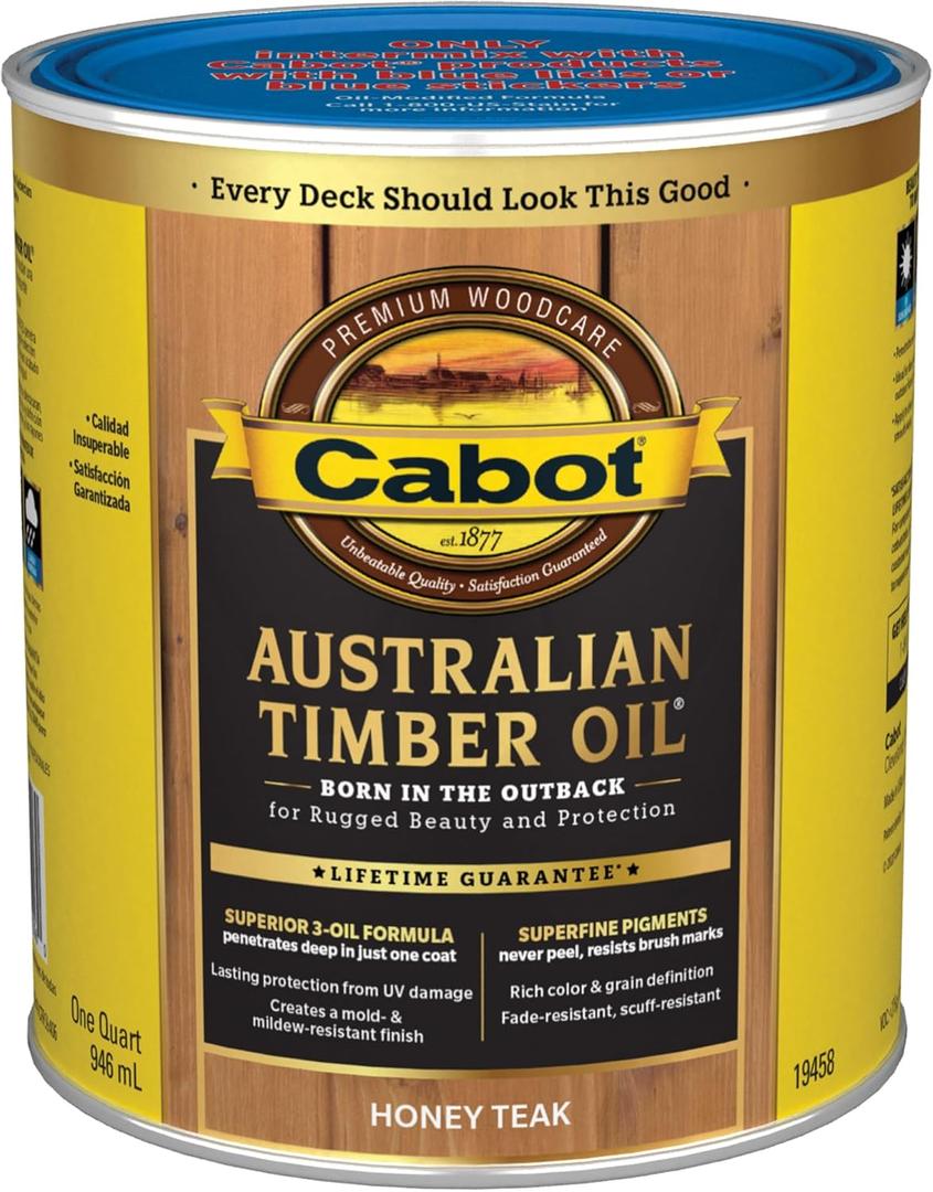 Cabot Australian Timber Oil Wood Stain and Protector, Honey Teak, 1 Quart