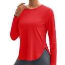 MAGCOMSEN Women's Sun Shirts UPF 80+ Long Sleeve Quick Dry Workout Tops (Red, S)