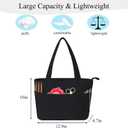 Crochet Bag for Yarn Storage, Puffer Knitting Bag with Soft Handles, Lightweight Yarn Storage Organizer with Zipper for Crochet Accessories, Gifts for Crocheters (Black)