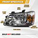 Headlight Assembly Compatible with Toyota Highlander 2001-2007, Halogen Headlamp Replacement Without Bulbs for 81130-48150 81170-48150 81130-48280 81170-48280, Chrome Housing Amber Reflector
