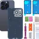 Back Glass Replacement for iPhone 15 Pro Max(6.7 inches,Blue Titanium) Integrated Glass & Wireless Charging Repair Tools are Included
