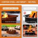 Heavy Duty Smokeless Fire Ring 46 inch Outer/42 inch Inner Large Detachable & Portable Corten Steel Fire Pit Ring for Outdoor Camping & Bonfires DECOROCA