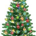 3FT PVC Green Christmas Tree Tinsel with 50 Warm White & Multi Color Fariy Light 3D Star 15 Ball Ornament, 12 Light Modes Timer Battery Operated Small Artificial Full Xmas Tree Indoor Holiday Decor