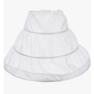 Girls' Petticoat Half Slip 3 Hoop Flower Girl Crinoline Petticoat Skirt, White, Small