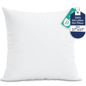 ROYALE LINENS 17 X 17 Pillow Insert - Down Alternative Throw Pillows Insert - Square Pillow Pack of 1 White - Bed & Couch Pillows - Inner Cushion for Bed, Cushion for Living Room - Shams Stuffer
