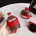 Ultra Thick Soft Silicone Case for Apple AirPods 1 2 1st 2nd Generation with Keychain Hook Pepper Soda Bottle Red Color 3D Cartoon Cute Lovely Fun Funny Unique Creative Cool Kids Girls Women Teens