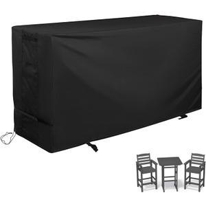 Bar Height Patio Set Cover, Outdoor Bar Stools Set Cover for Outdoor Pub Table and Chairs Set/Outdoor High Top Bar Table Set/Patio Bistro Set of 3 Pieces