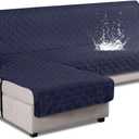 VANSOFY Upgraded Sectional Couch Covers 100% Waterproof L Shaped Sofa Slipcover Reversible Chaise Lounge Cover for Sectional Sofa Furniture Protector Cover for Pets Dog Cat(Large, Dark Blue)