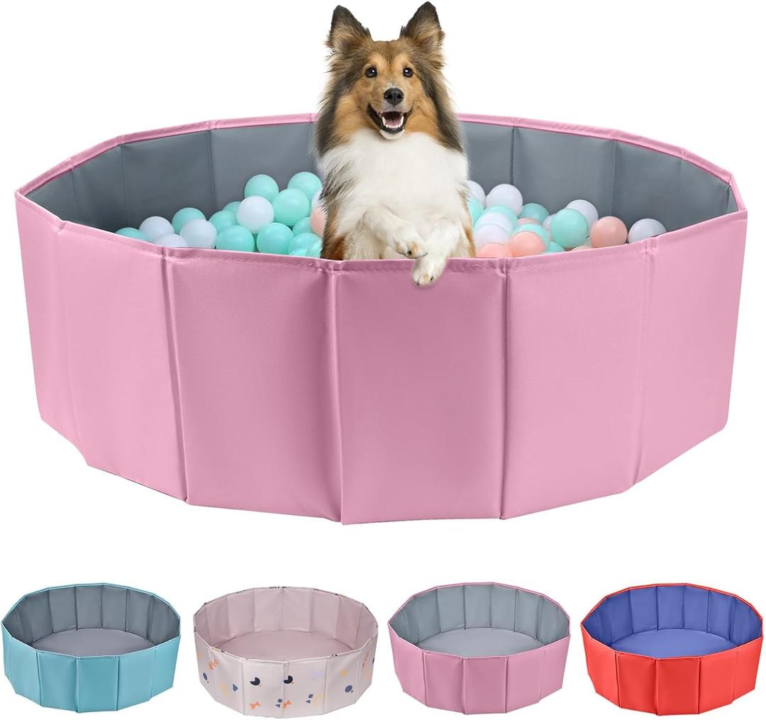 Dog Ball Pit, Foldable Ball Pit for Dog, Balls Pit for Dogs, Balls Pit for All Types of Dogs, Suitable for Indoor and Outdoor Activities (47.24inches in Diameter,No Ball Included,Pink) (Large)