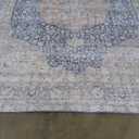 Loloi Layla Collection LAY-07 Blue/Tangerine 9'-0" x 12'-0" .13" Thick Area Rug, Soft, Durable, Vintage Inspired, Distressed, Low Pile, Non-Shedding, Easy Clean, Printed, Living Room Rug