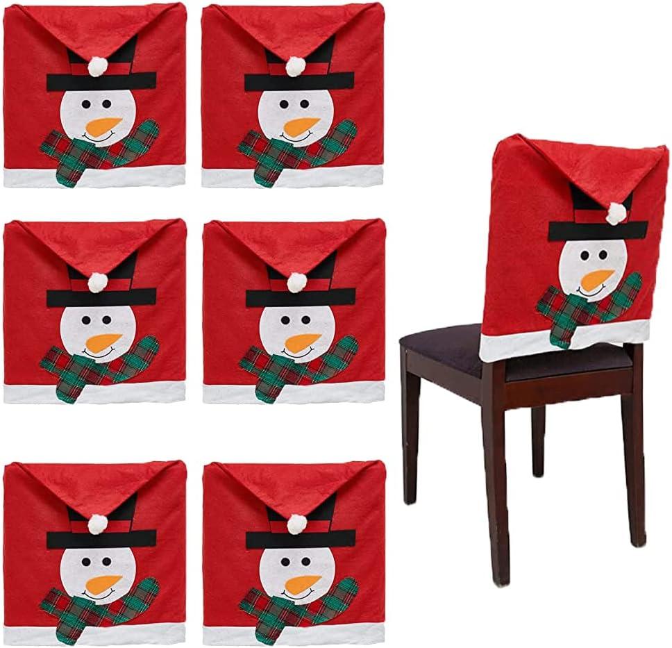 Phedrew 6Pack Christmas Dining Chair Slipcovers Christmas Chair Back Covers Snowman Decorations Chair Slipcovers for Party Home Decor