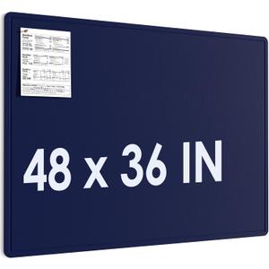 MaxGear Large Bulletin Board 48" x 36", Foldable Felt Board Vision Board Supplies, Cork Board for Office, Home, School, Small Pin Boards for Walls Decorative Display Board Dark Blue
