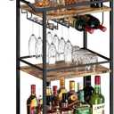 LOTEYIKE 3 Tier Bar Cart, Mini Liquor Utility Cart for Wine Beverage Dinner Party, Rolling Wine Coffee Drink Serving Cart with Lockable Wheels for Home Kitchen Bars (Rustic Brown)