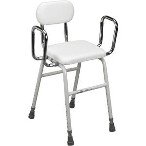 Drive Medical 12455 Adjustable Height Stool with Back and Arms White