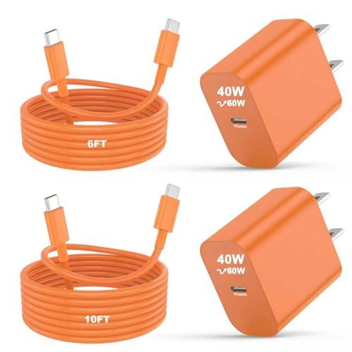 iPhone 17 16 15 Pro Max Charger Fast Charging， 2 Pack 40W USB C Super Fast Charger Block with 6/10FT Long USB C Charging Cable Cord for iPhone 17 16 15 Pro Max/16 15 Pro/16 15,iPad Pro/Air, MacBook