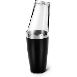 Boston Cocktail Shaker, 16 fl oz Glass and 26 fl oz Stainless Steel with Rubber Sleeve