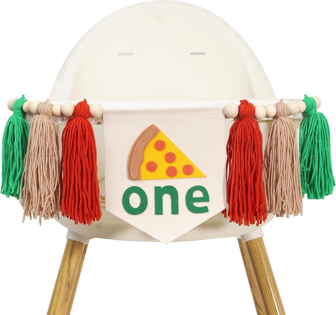 Pizza 1st Birthday High Chair Tassel Banner - Italian Theme Party 1st Birthday Tassel Garland, Pizza Place Bake Party Decorations,Photography Props