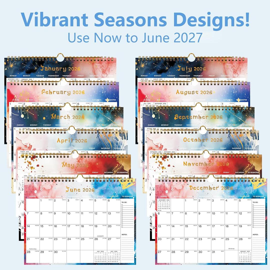 2025-2026 Wall Calendar - Includes Jan 2025 To June 2026, 18-Month Paper Wall Calendar. Thick Paper With Julian Dates And Block For New Year And Christmas Holidays To-dos ＆ Notes - Clearance - View #3