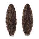 FESHFEN Claw Clip Ponytail Extensions - Long Pony Tail Hair Piece Wavy Curly Synthetic Hairpieces for Women, Brown Highlighted Strawberry Blonde 26 inch