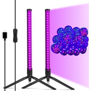 2 Pack Black Light Bar, 50 LEDs, 395nm Table Blacklight Fixture, UV Light Bar for RoomHandheld Black Lights with Plug for Glow Party, Halloween, Body Paint, Fluorescent Poster