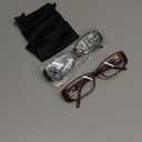 2 Pairs Rectangular Bifocal Reading Glasses for Women, Designer Laser Flower Frame Reader Glasses With Spring Hinge (1 Black & 1 Brown)
