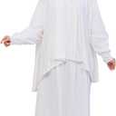 Prien Soft Prayer Dress For Women, Muslim Abaya Hijab Set, Long Turkish Cotton Praying Outfit, Islamic Clothes For Ramadan (White), One Size