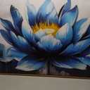 Ouzzlie Large Flower Wall Decor Blue Wall Art for Living Room Gold Art Lotus Posters for Home Office 29" x 59"