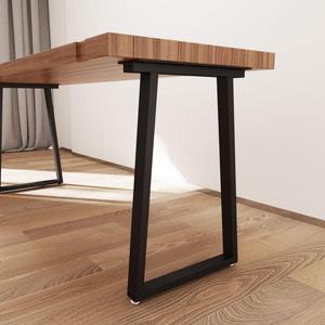 Metal Legs for Table Trapezoid Shape 28" H Tall Industrial Table Legs Heavy Duty Metal Desk Legs Set of 2,Black