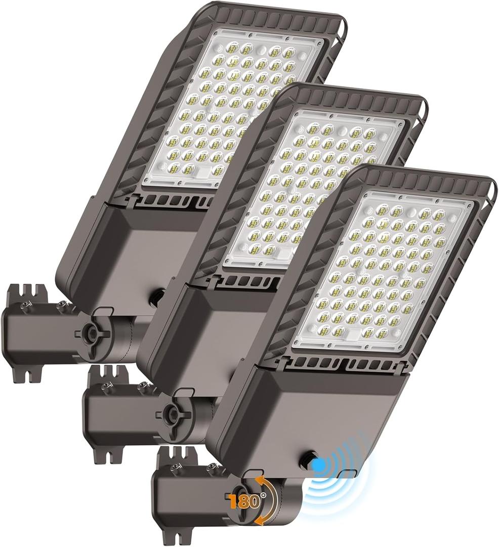 AIKVSXER 45000LM LED Parking Lot Light 180W Commercial Street Area Lighting Dusk to Dawn Photocell Outdoor Lights IP65 Waterproof 12 Years Lifespan for Parking Yard Warehouse 3 Pack