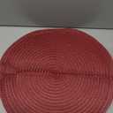 Floroom 15 Inch Round Braided Placemats Set of 4, Washable Heat Resistant Cotton Polyester Circle Place Mats for Kitchen Dining Table - Burgundy