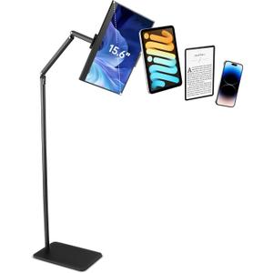 Tablet Floor Stand for ipad,Kindle,Portable Monitor Floor Stand Holder for 15.6'',16'',Overhead Bed Tablet Phone Mount Stand for Kindle,Work with 4.7''-12.9'' iPad Pro Ai Mini,Samsung Tab,Surface Pro
