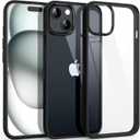 Supdeal Shockproof Clear Case for iPhone 15, [Not Yellowing] [10FT Military Drop Protection] Hard Clear Back Four Corner Airbags Drop Protection Phone Cover, 6.1 inch, Black