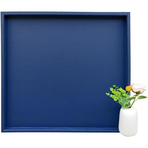 Galopgen 25 * 25 Inch Rectangular Ottoman Tray | Textured PU Leather, Waterproof & Heat-Resistant Storage for Coffee/Dining Tables, Sofa, Bed, Entertainment & Party (Navy Blue, 25 * 25in)