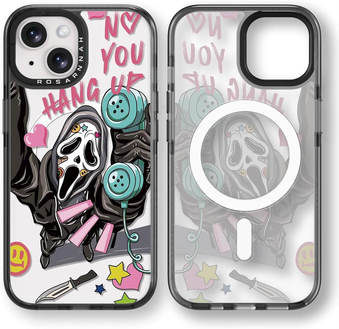 Rosarnnah Magnetic for iPhone 13 Magsafe Case Cute Aesthetic - Durable Shockproof 6.6 ft Drop Impact Phone Case Cover with Funny Fashion Skeleton 6.1"" Black, VV13B001