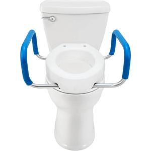 Heavy Duty Elongated Toilet Seat Riser, Easy to Install - 3.5"" Lift - 300 lbs Capacity, Premium Padded Support Handles, White