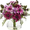 Nearly Natural Mixed Daisy Floral Arrangement with Vase