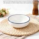 OTAGO 8" Stoneware Salad and Pasta Bowls Set of 6, Porcelain Ceramic Bowls with Blue Rim, Microwave & Dishwasher Safe Tableware for Kitchen, Dinner & Dining