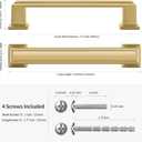 Lardmon 3 Pack 3.75 Inch(96mm) Hole Center Brushed Gold Modern Cabinet Pulls Kitchen Cabinet Handles Kitchen Cabinet Hardware Timeless Drawer Pulls for Dresser Cupboard Wardrobe, B-Gold(3.75x3)