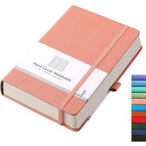 AHGXG Thick Journal Lined Notebook, 320 Numbered Pages Leather Journal for Women, A5 Notebook College Ruled, 100gsm Paper,Faux Leather Hardcover, 5.75'' X 8.38''-Pink