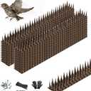 Bird Spikes, 24 Pack, 33.5 FT Total Coverage, Outdoor Bird Deterrent for Pigeons and Small Birds, Helps Keep Cats and Squirrels Away, Plastic Spikes for Fences, Railings and Roofs, Brown