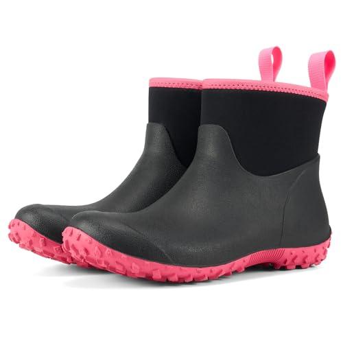 HISEA Women's Rubber Boots Waterproof, Ankle Rain Boots Insulated Neoprene Mud Boots, Anti-Slip Outdoor Work Shoes for Hunting Gardening Farming Yard Working